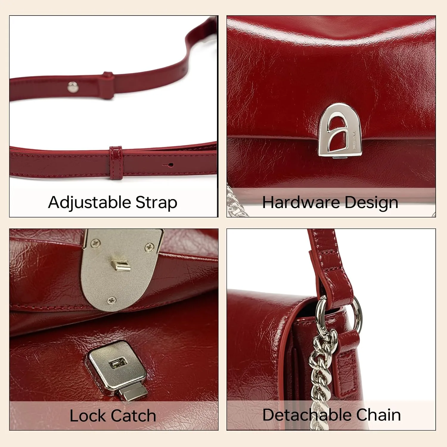 LA FESTIN Leather Crossbody Purse for Women Small Shoulder Bag with Adjustable Strap Trendy Designer Purses and Handbags