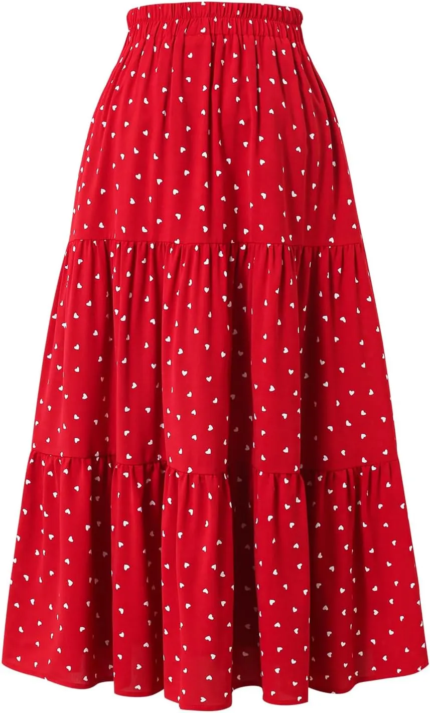 Ladies' Elastic Waist Skirt A Casual Pleated Skirt with Pockets in Spring Summer Autumn and Winter
