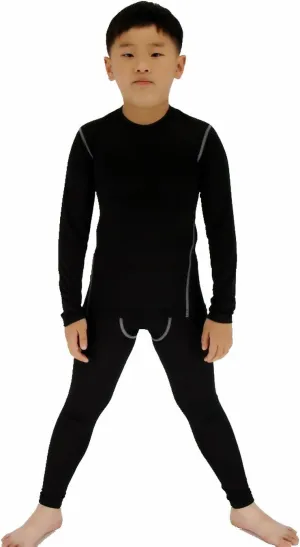 LANBAOSI Boys & Girls Long Sleeve Compression Shirts and Pant 2 Pcs Set
