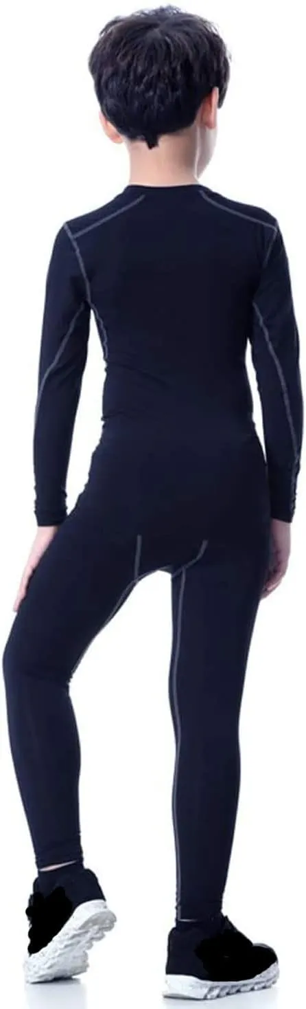LANBAOSI Boys & Girls Long Sleeve Compression Shirts and Pant 2 Pcs Set