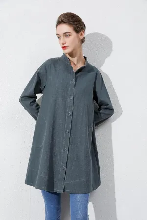 Laovanln Women's Linen Shirts Jackets Button Down Long Sleeve Cotton Blouse Tops with Pockets