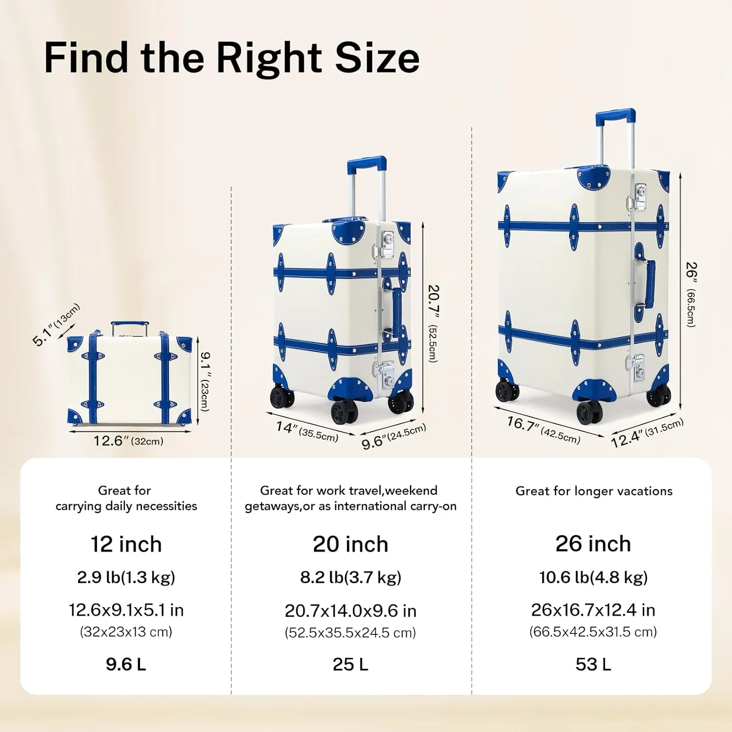 Large Capacity Hardside Suitcase Set with TSA Lock,Luxury Vintage Style Maletas De Viaje, for Men And Women Carry On Luggage Set
