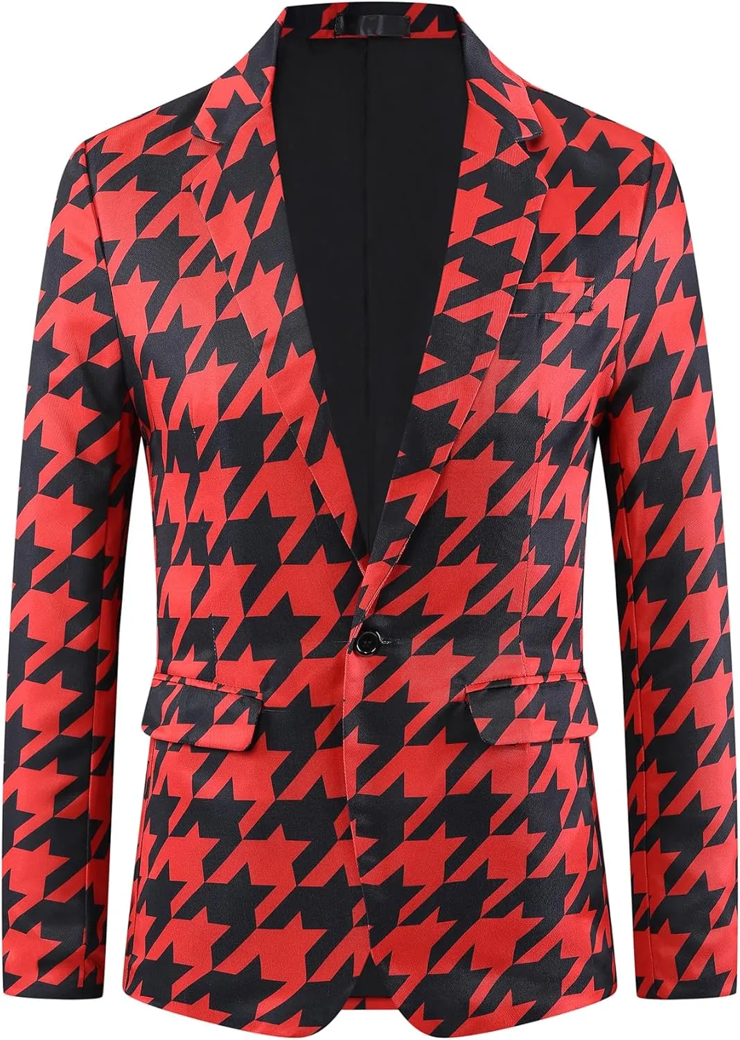Lars Amadeus Houndstooth Pattern Blazers for Men's Prom Plaid Suit Jacket Business Sport Coats