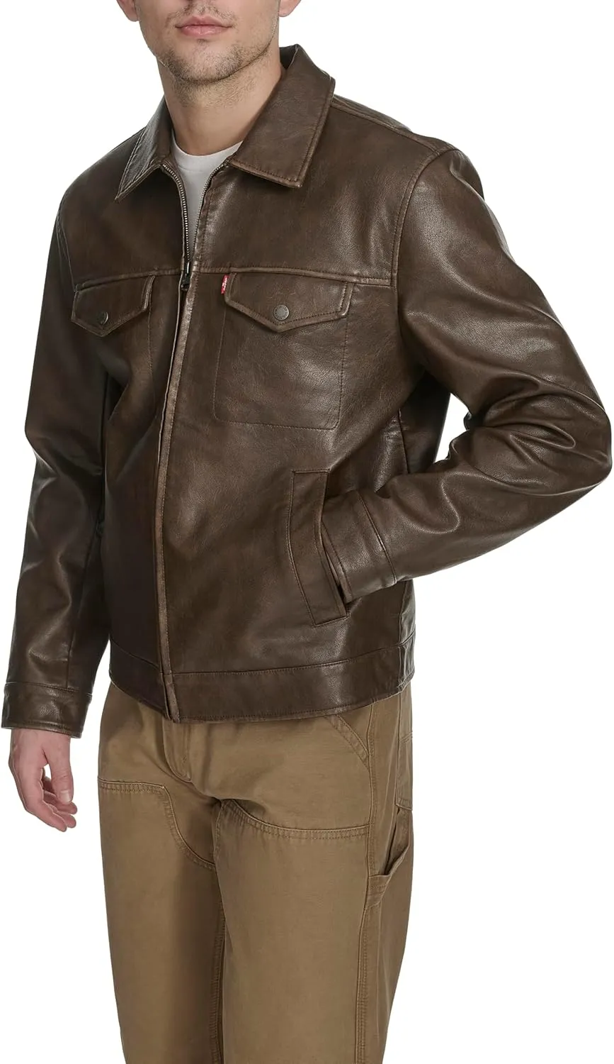 Levi's Men's Faux Leather Modern Trucker Jacket
