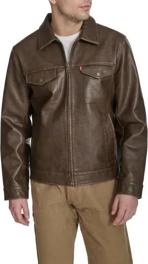 Levi's Men's Faux Leather Modern Trucker Jacket