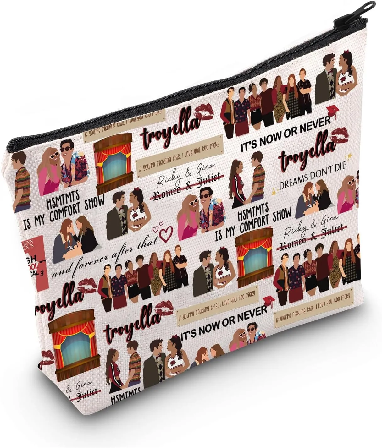 LEVLO HSMTMTS TV Show Inspired Cosmetic Bag HSMTMTS Is My Comfort Show Pencil Case Graduation Travel Gift for Mom BFF (it's now or never)