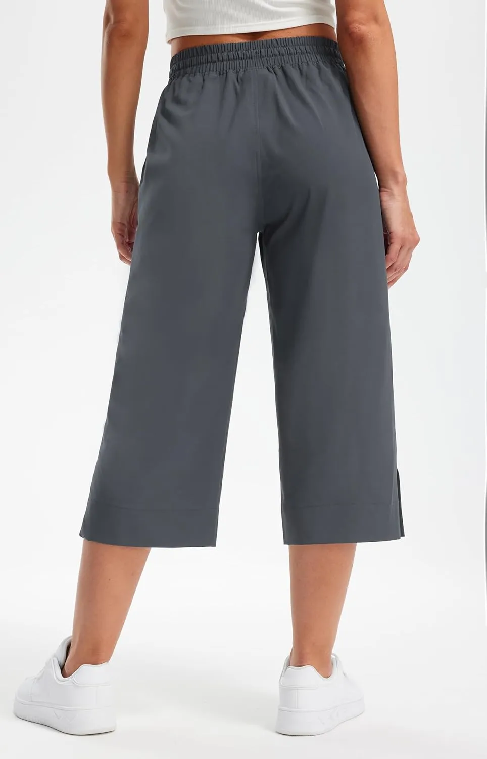 Libin Lightweight Wide Leg Capri Pants for Women High Waisted Quick Dry Casual Travel Pants Loose with Pockets Walking