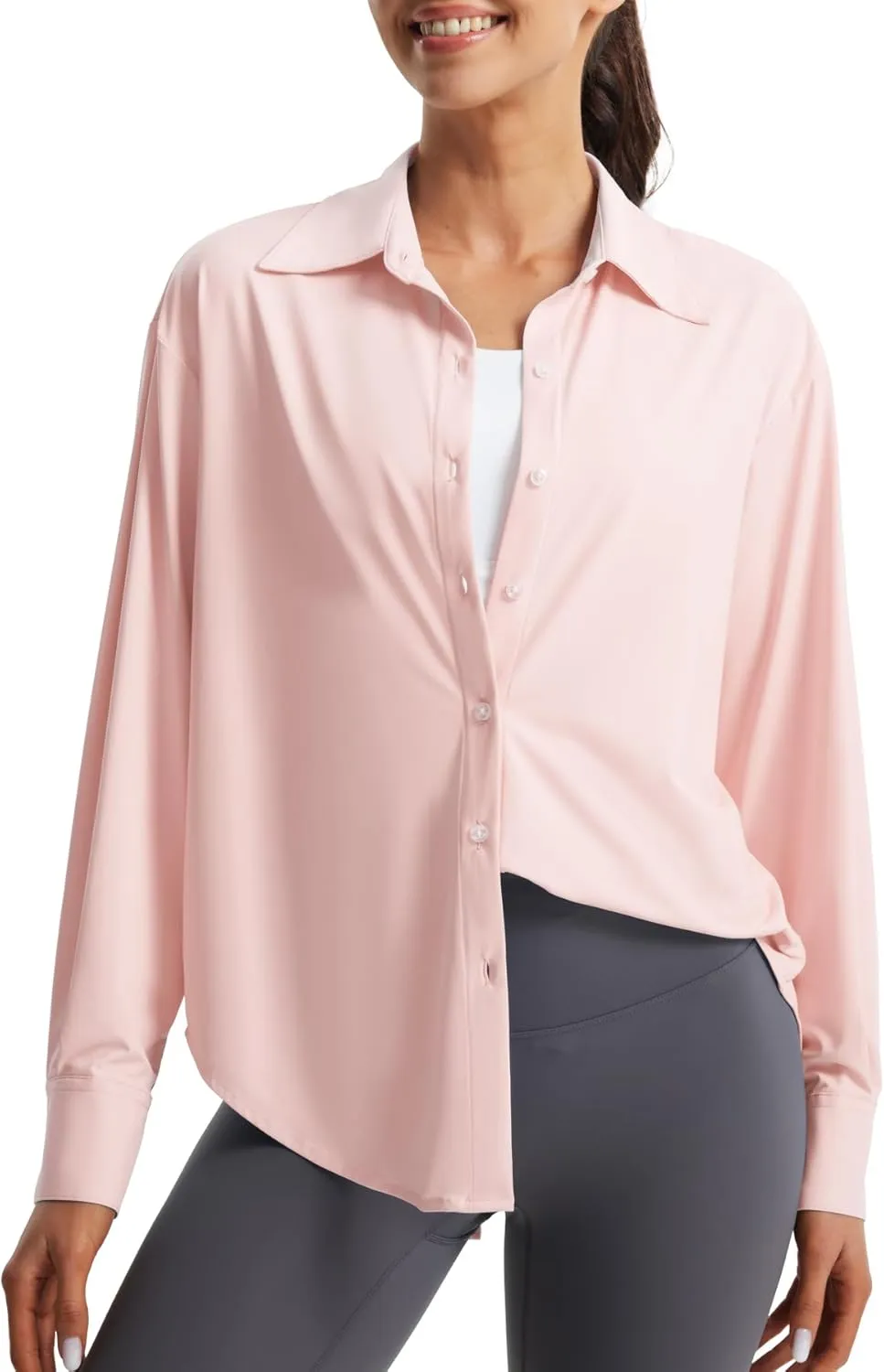 Libin Women's Sun Protection Shirts Long Sleeve UPF50  Button Down Shirt Quick Dry Swim Beach Cover Up for Hiking Safari