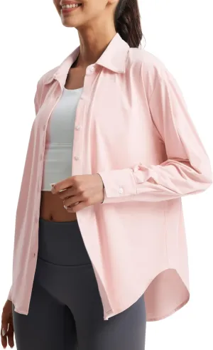 Libin Women's Sun Protection Shirts Long Sleeve UPF50  Button Down Shirt Quick Dry Swim Beach Cover Up for Hiking Safari