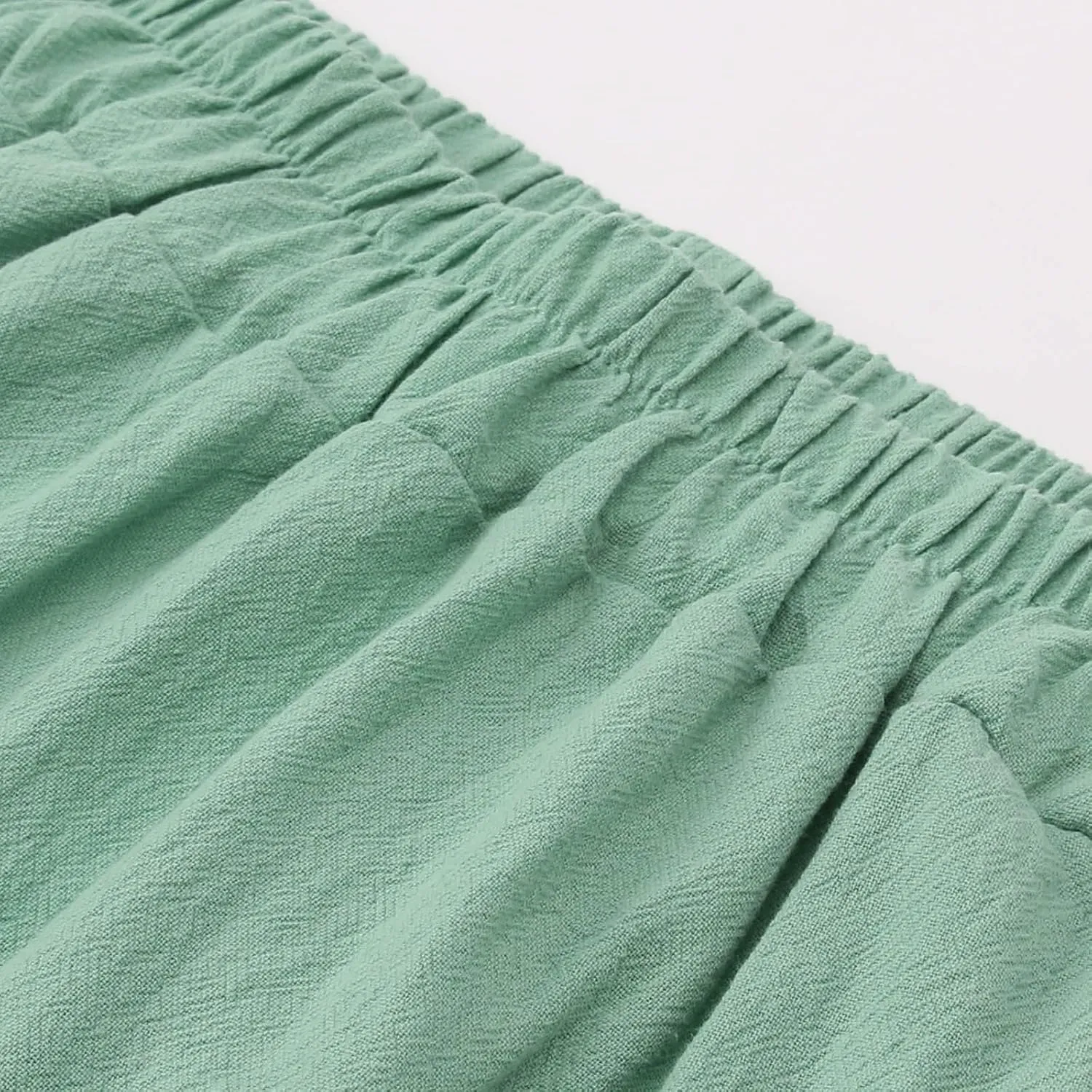 Linen Pants Women High Waist Drawstring Casual Palazzo Pant Wide Leg Side Slit Pant Loose Beach Cropped Trouser