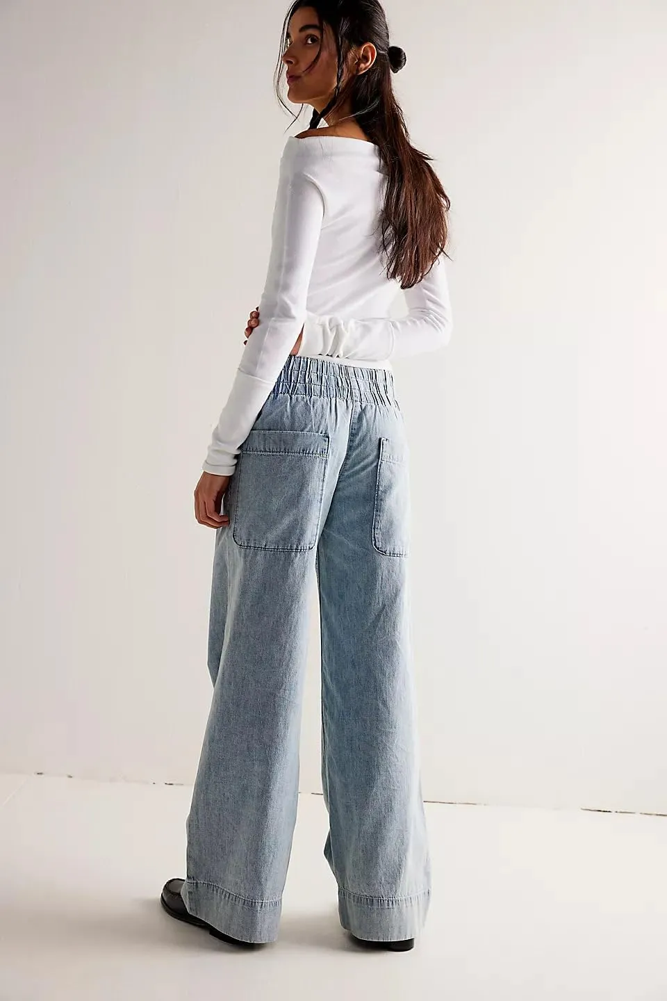 Lisskolo Women's Wide Leg Denim Pants Casual Baggy Cropped Barrel Jeans Mid Waist Loose Fit Harem Pants