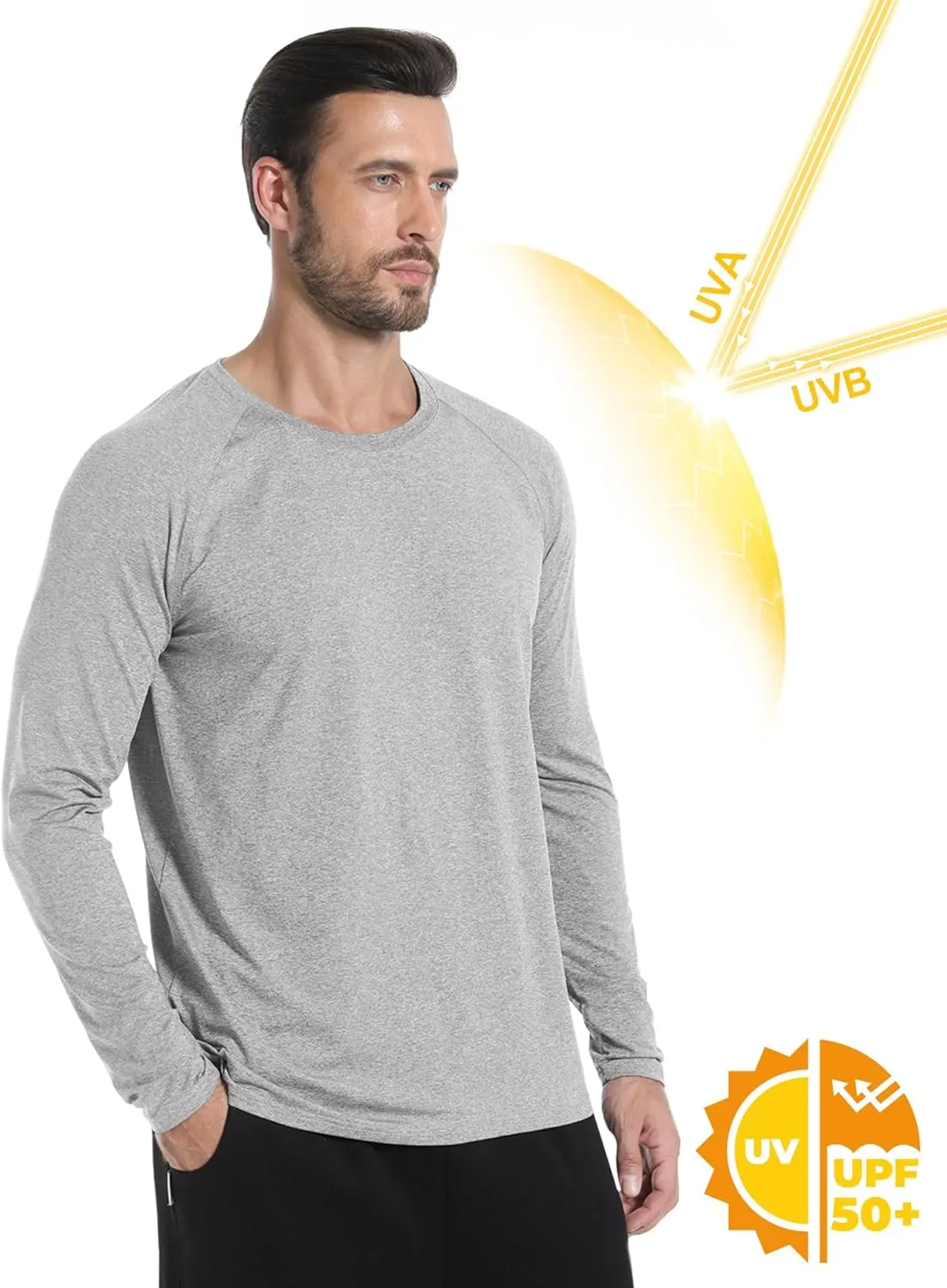 Long Sleeve Shirts for Men 4 Pack Workout T Shirt UPF 50  Rash Guard Quick Dry Fit Fishing Athletic Tshirt