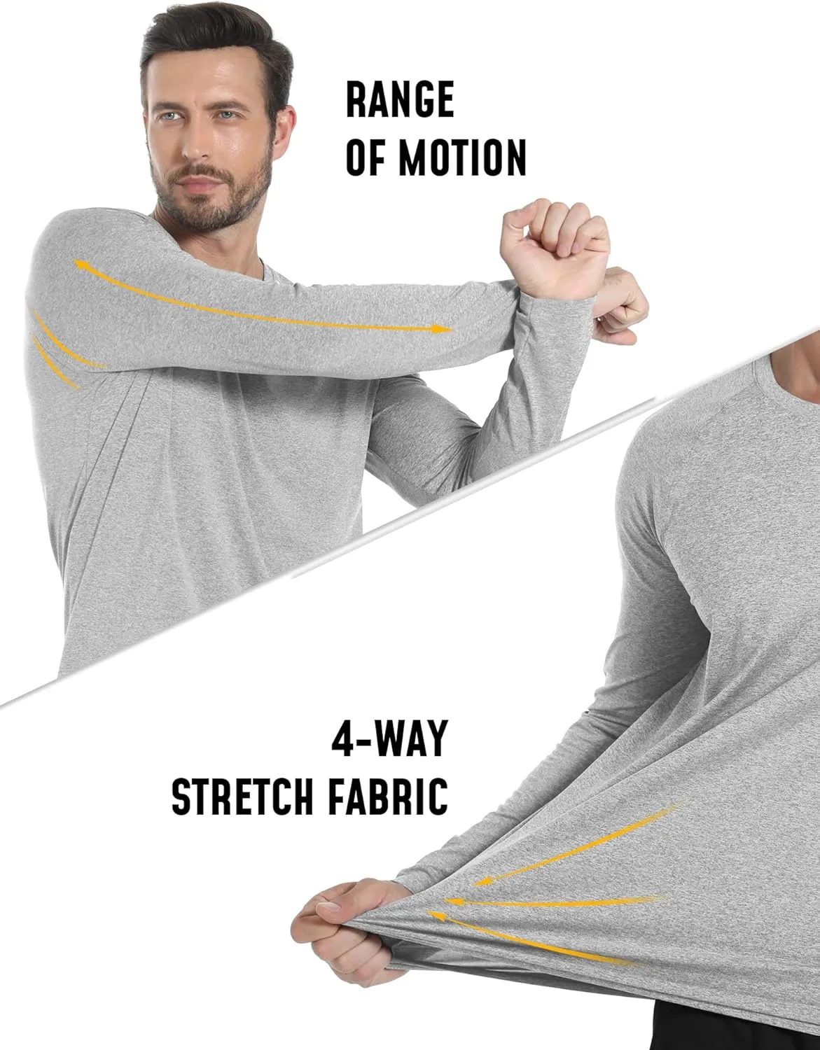Long Sleeve Shirts for Men 4 Pack Workout T Shirt UPF 50  Rash Guard Quick Dry Fit Fishing Athletic Tshirt