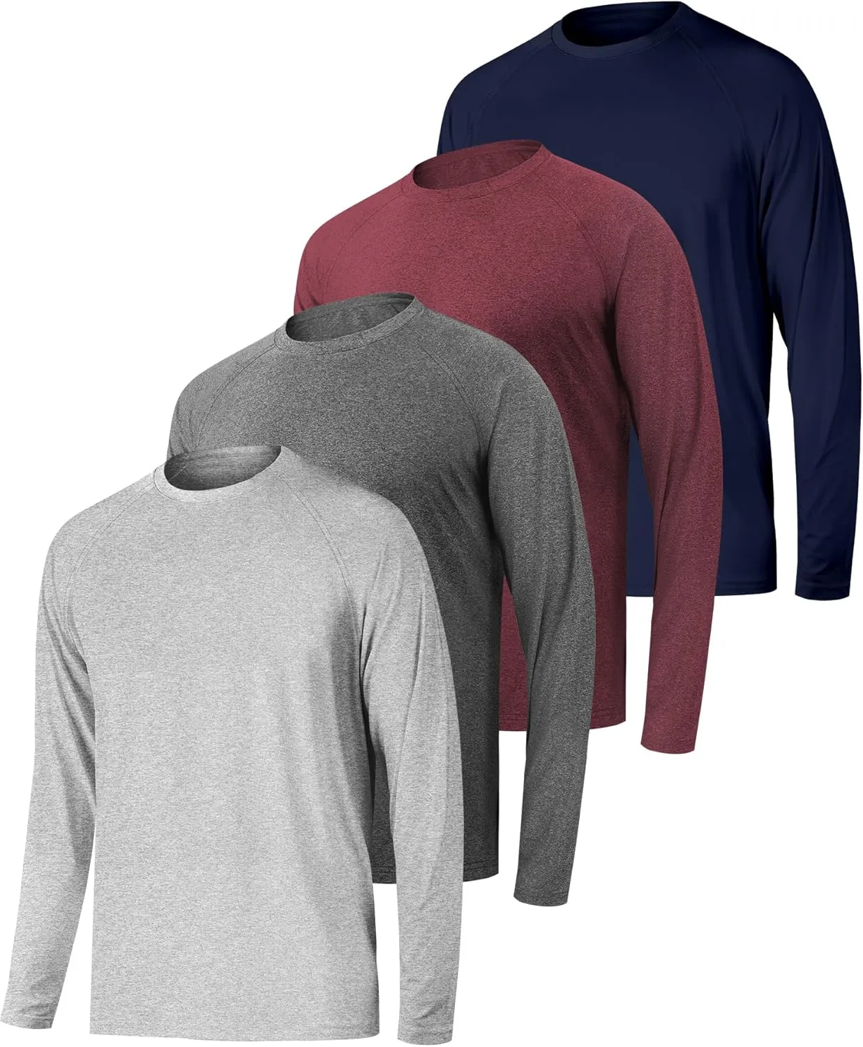 Long Sleeve Shirts for Men 4 Pack Workout T Shirt UPF 50  Rash Guard Quick Dry Fit Fishing Athletic Tshirt