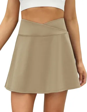 LouKeith Tennis Skirts for Women Pleated Crossover High Waisted Athletic Workout Golf Skorts Skirts with Shorts Pocket