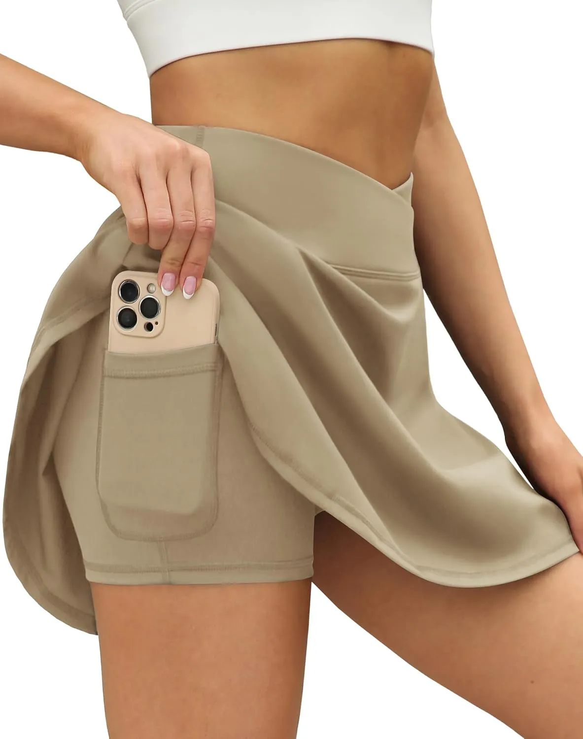 LouKeith Tennis Skirts for Women Pleated Crossover High Waisted Athletic Workout Golf Skorts Skirts with Shorts Pocket