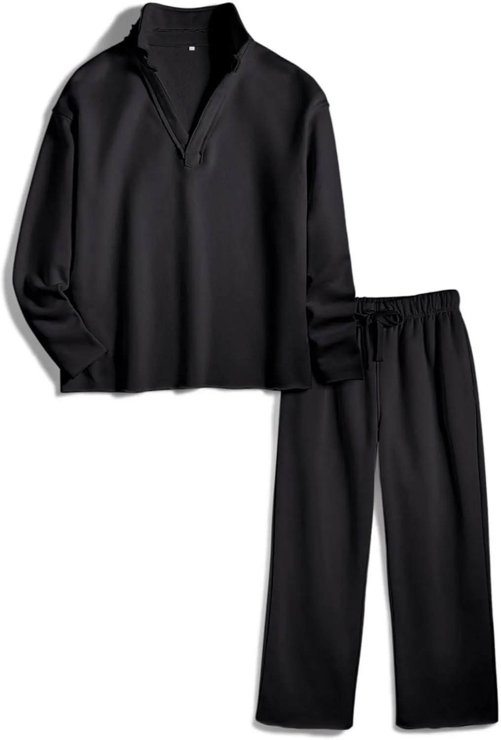 Lounge Sets for Women 2 Piece Outfits Long Sleeve V Neck Pullover Sweatshirts Wide Leg Pants Travel Tracksuit Set