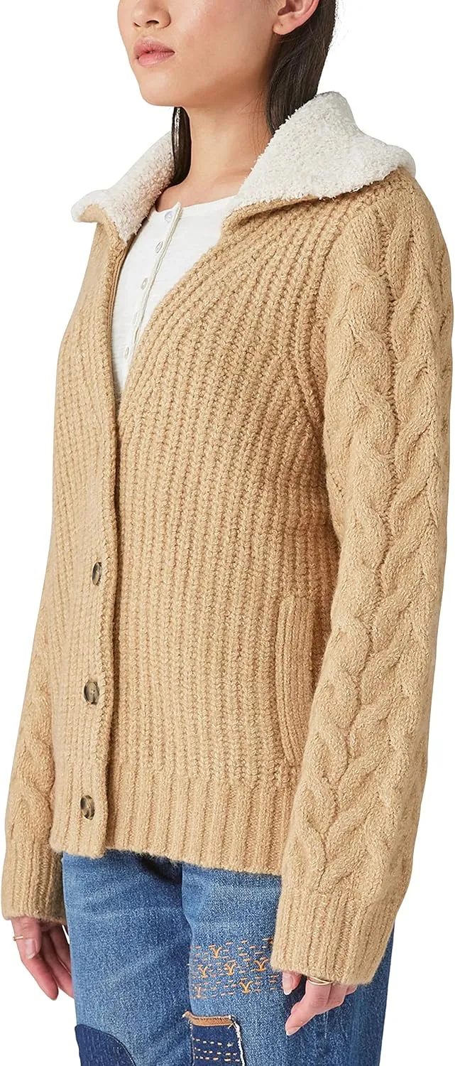 Lucky Brand Women's Cable Collared Cardigan
