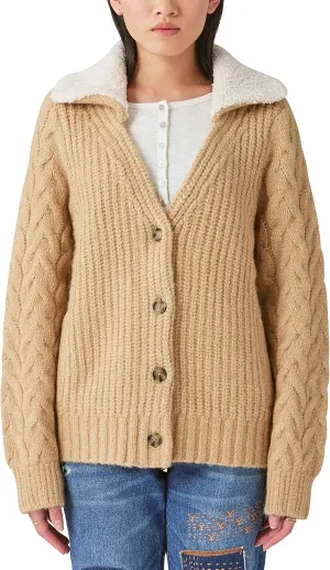 Lucky Brand Women's Cable Collared Cardigan