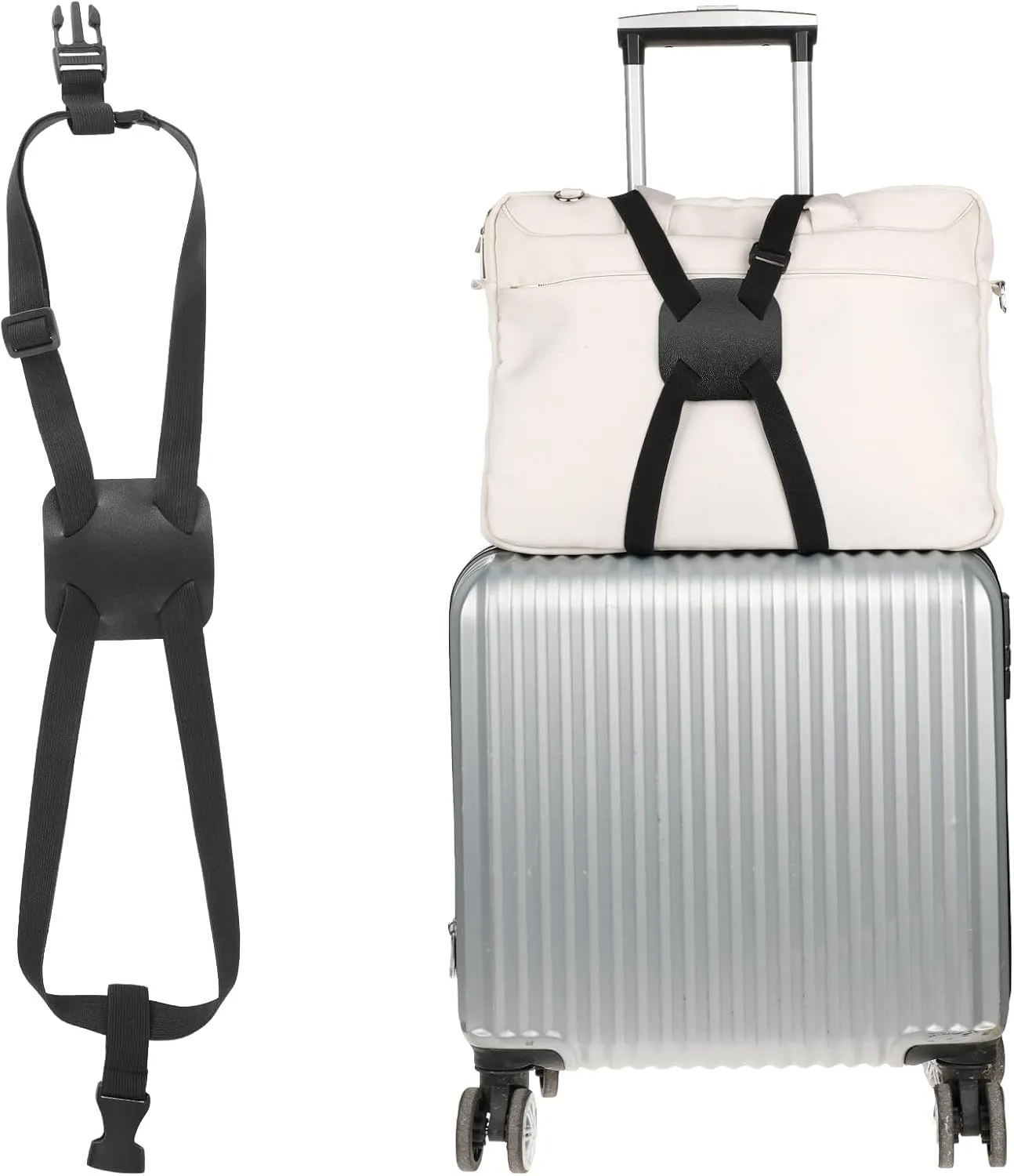 Luggage Straps to Connect Two Suitcases, Bag Bungee Suitcase Straps Adjustable Luggage Belt Add a Bag Easy to Travel, Elastic Strap Belt Travel Essential Accessories(Black)