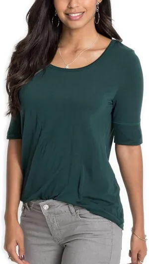 LUSMAY Womens Crew Neck Loose Fitting Tunic Shirts Cotton Casual Tops