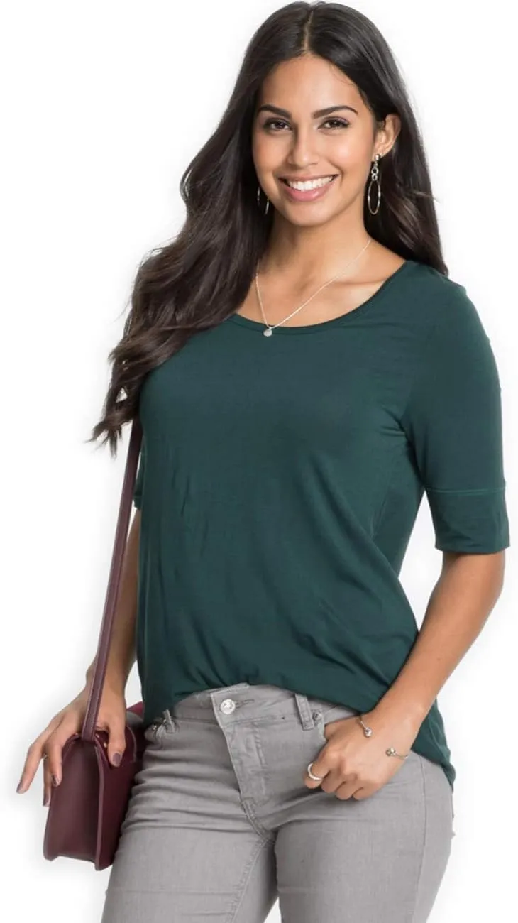 LUSMAY Womens Crew Neck Loose Fitting Tunic Shirts Cotton Casual Tops