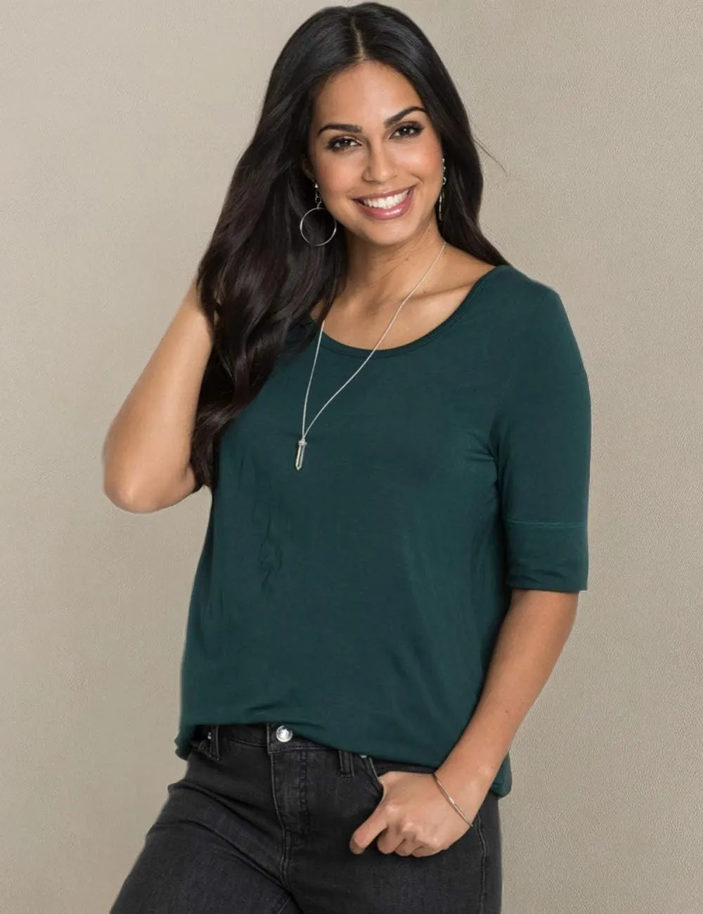 LUSMAY Womens Crew Neck Loose Fitting Tunic Shirts Cotton Casual Tops