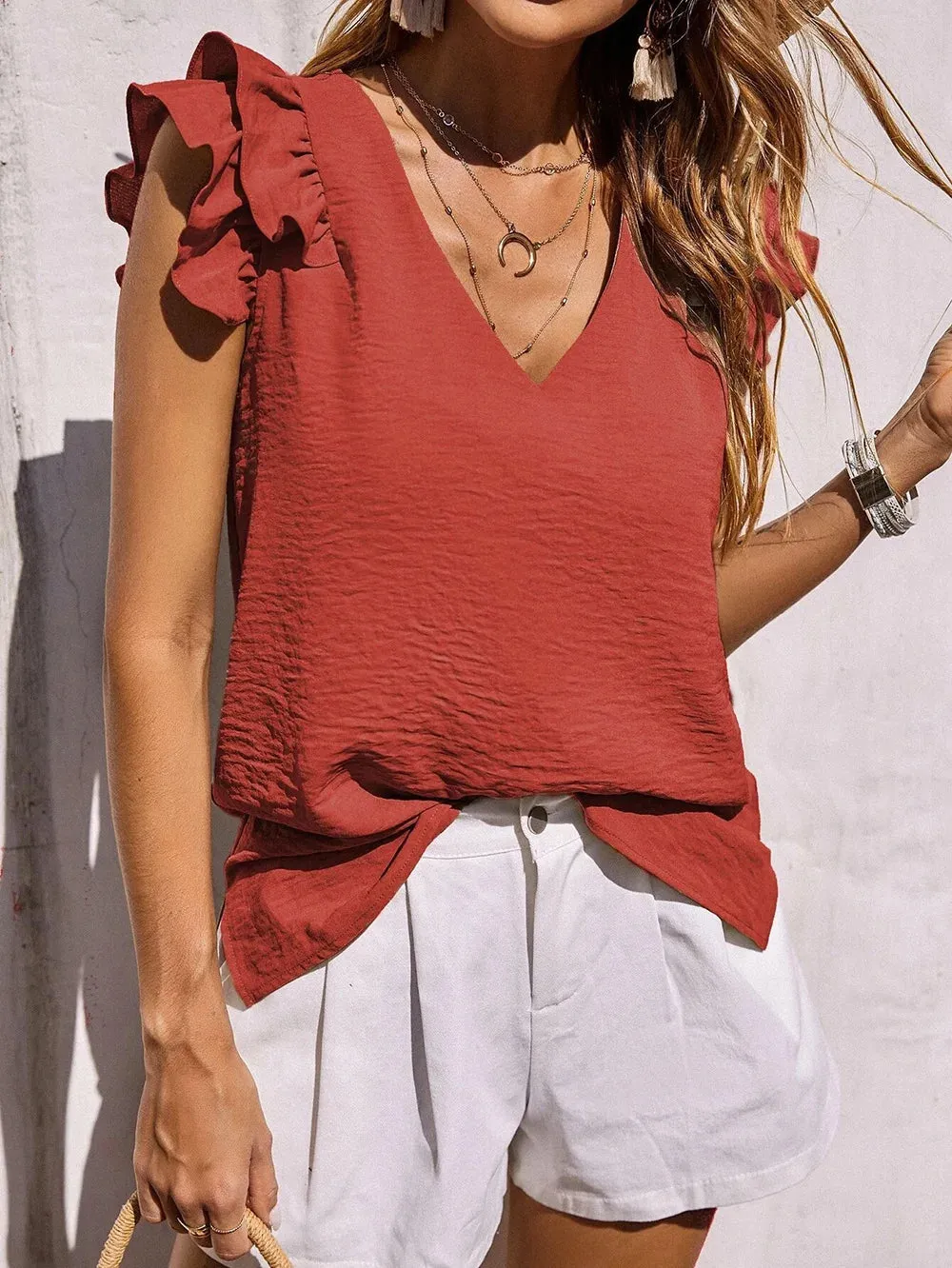 Lynette | Fun Ruffled Sleeve Summer Blouse