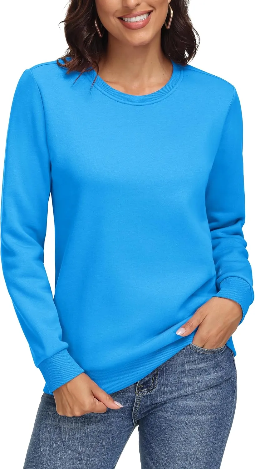 MAGCOMSEN Women's Fleece Lined Sweatshirt Crewneck Cotton Pullover Fall Casual Long Sleeve Warm Tops