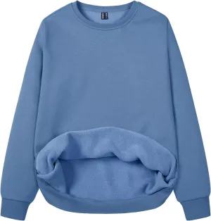 MAGCOMSEN Women's Fleece Lined Sweatshirt Crewneck Cotton Pullover Fall Casual Long Sleeve Warm Tops