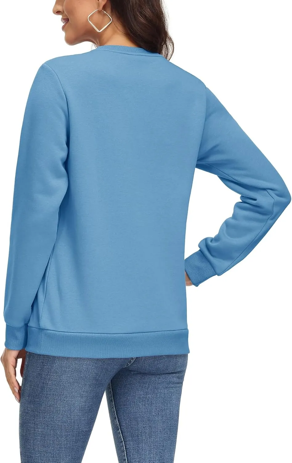 MAGCOMSEN Women's Fleece Lined Sweatshirt Crewneck Cotton Pullover Fall Casual Long Sleeve Warm Tops