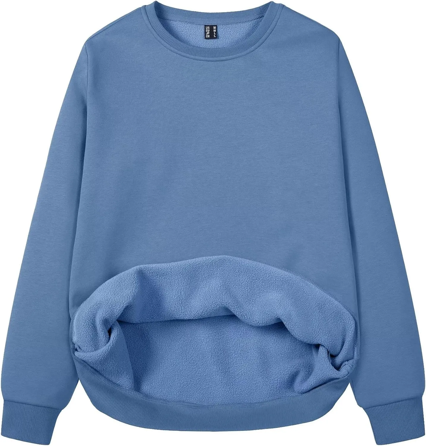 MAGCOMSEN Women's Fleece Lined Sweatshirt Crewneck Cotton Pullover Fall Casual Long Sleeve Warm Tops