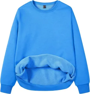 MAGCOMSEN Women's Fleece Lined Sweatshirt Crewneck Cotton Pullover Fall Casual Long Sleeve Warm Tops
