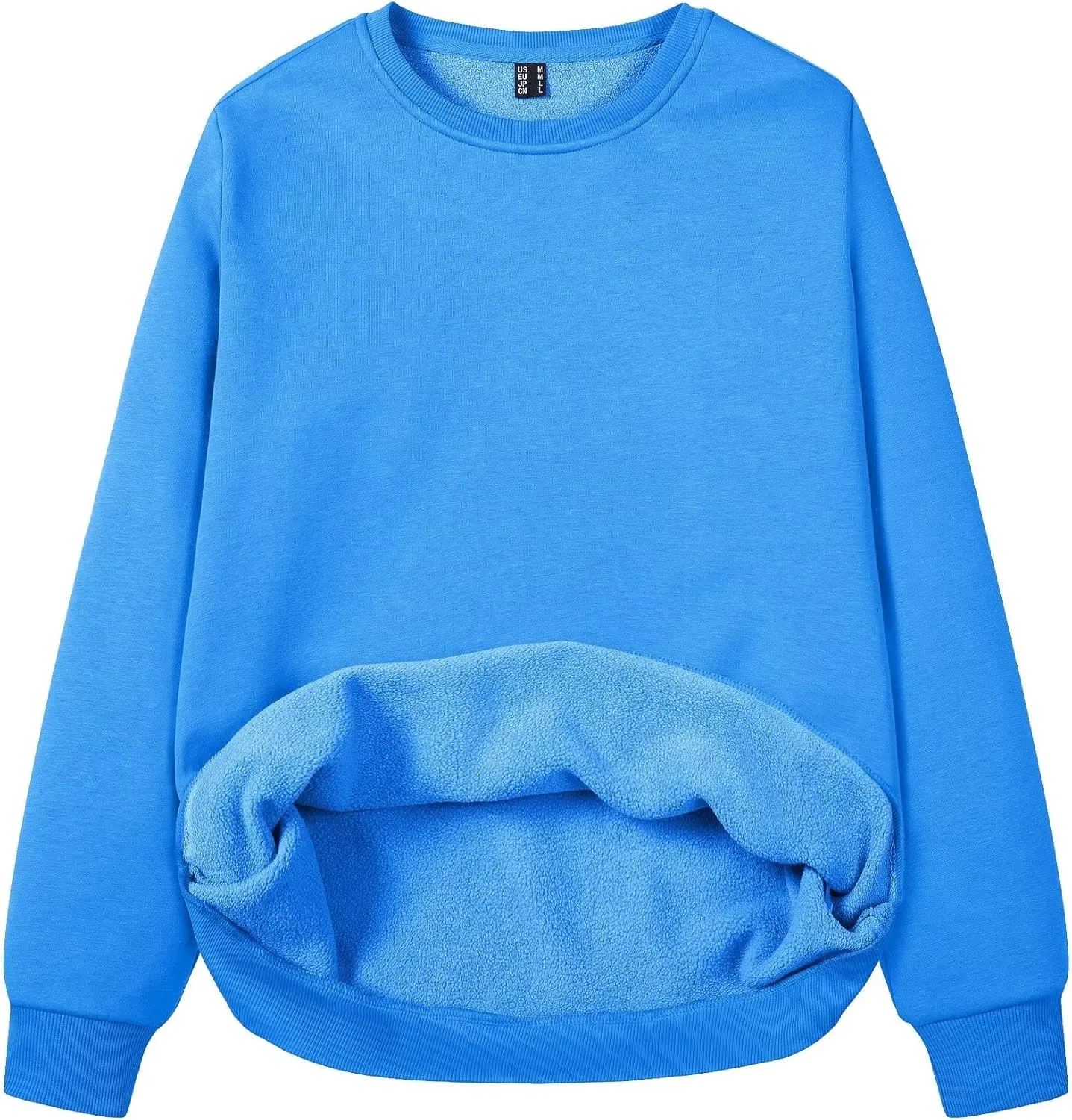 MAGCOMSEN Women's Fleece Lined Sweatshirt Crewneck Cotton Pullover Fall Casual Long Sleeve Warm Tops