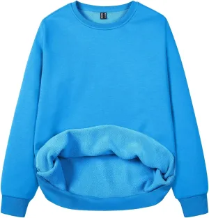 MAGCOMSEN Women's Fleece Lined Sweatshirt Crewneck Cotton Pullover Fall Casual Long Sleeve Warm Tops
