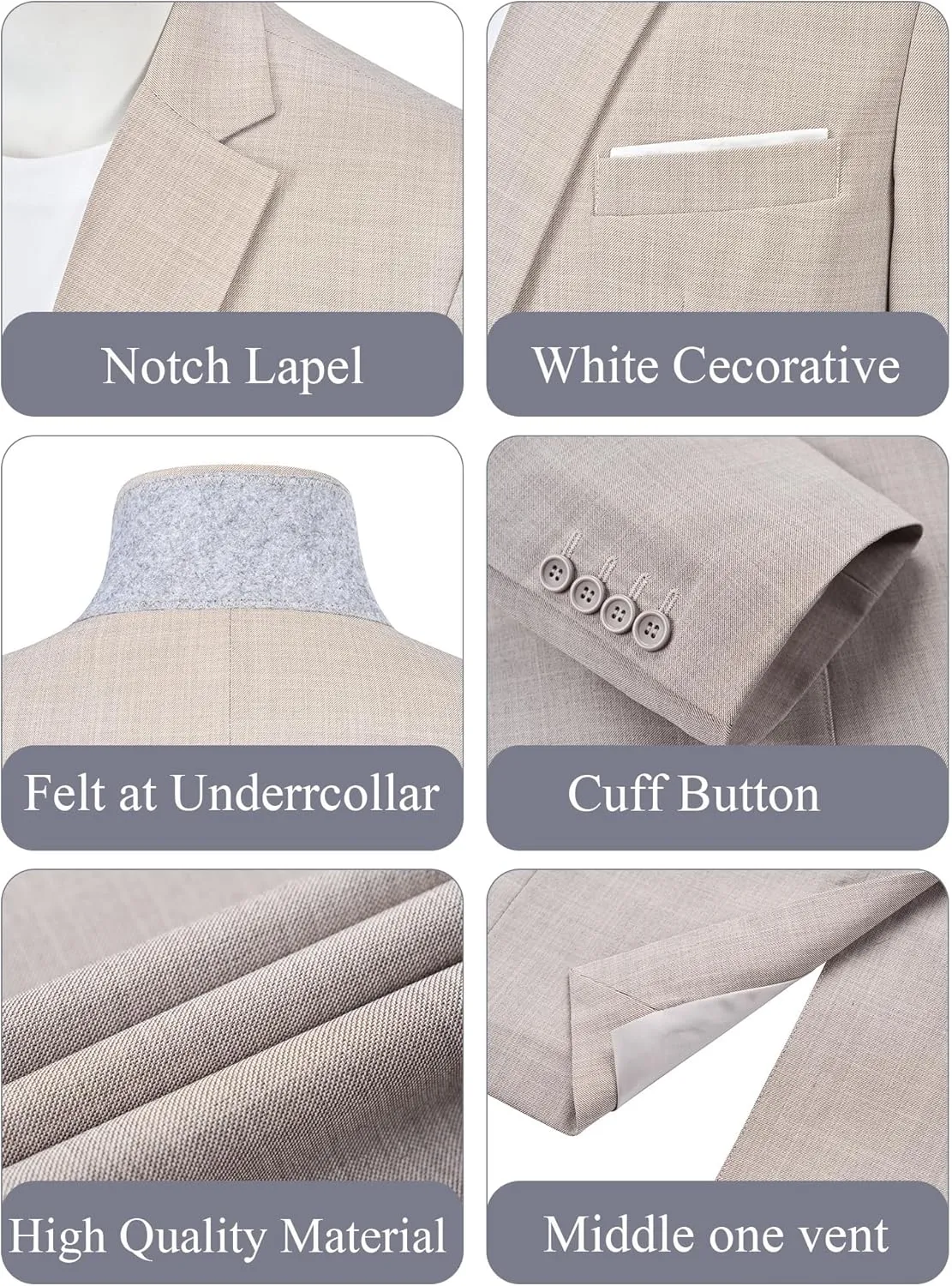 MAGE MALE Men's One Button Blazer Lightweight Casual Sport Coats Solid Color Suit Jacket