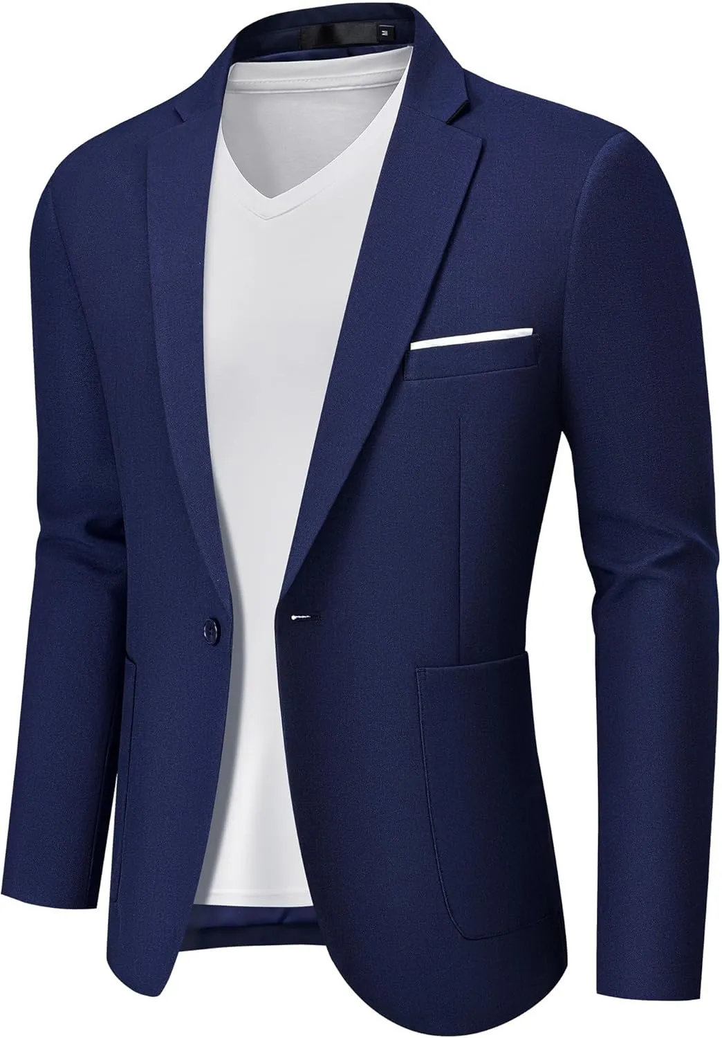 MAGE MALE Men's One Button Blazer Lightweight Casual Sport Coats Solid Color Suit Jacket
