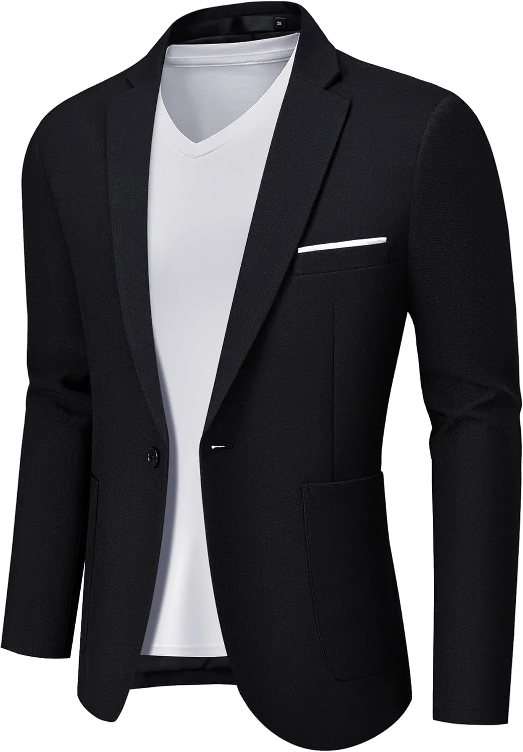 MAGE MALE Men's One Button Blazer Lightweight Casual Sport Coats Solid Color Suit Jacket