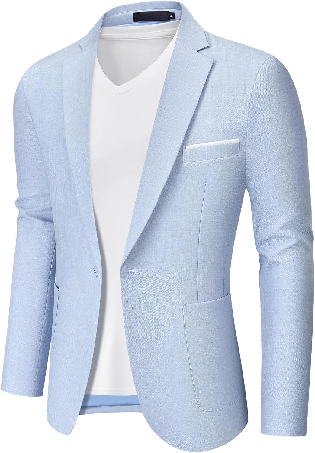 MAGE MALE Men's One Button Blazer Lightweight Casual Sport Coats Solid Color Suit Jacket