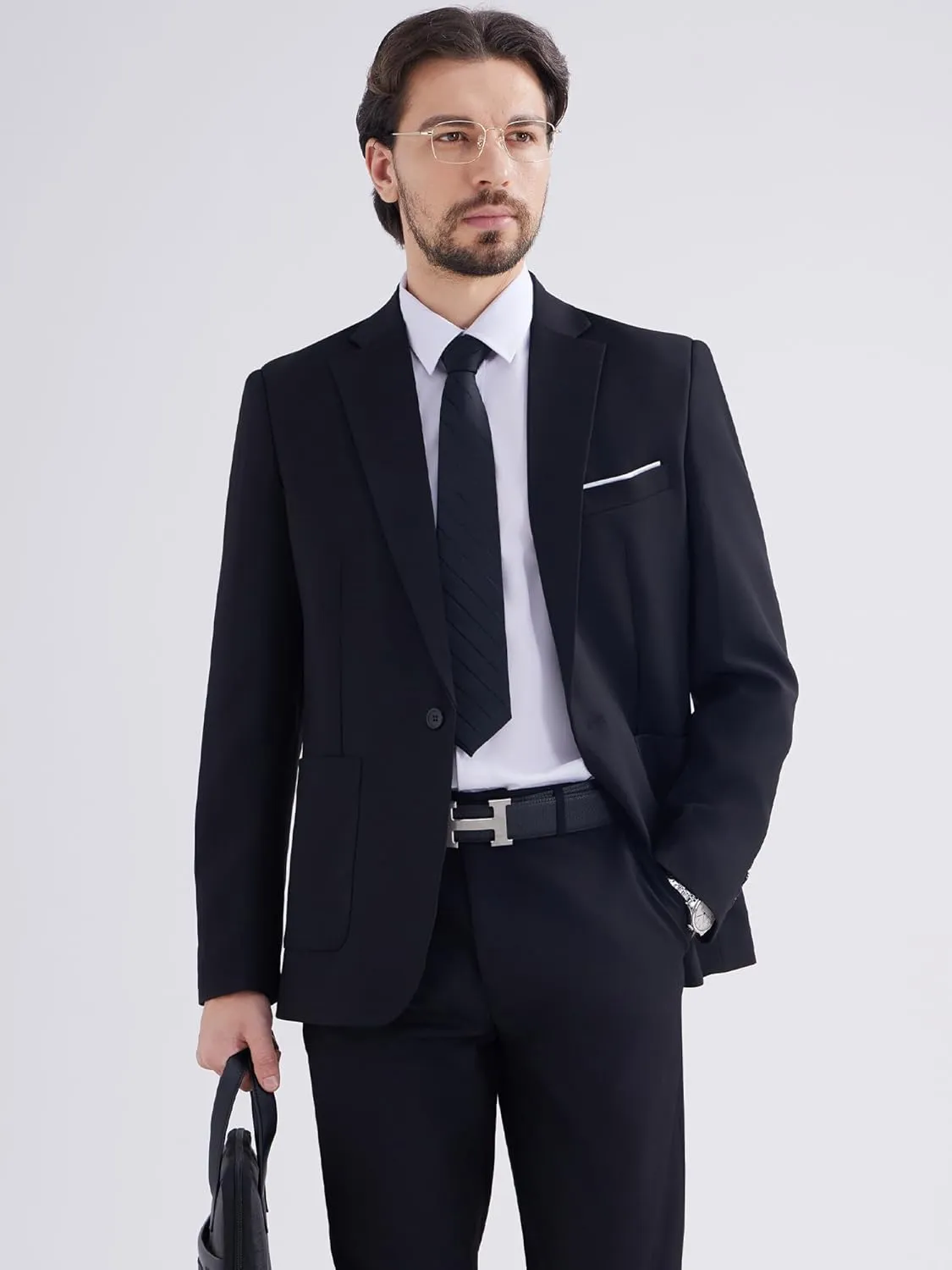 MAGE MALE Men's One Button Blazer Lightweight Casual Sport Coats Solid Color Suit Jacket