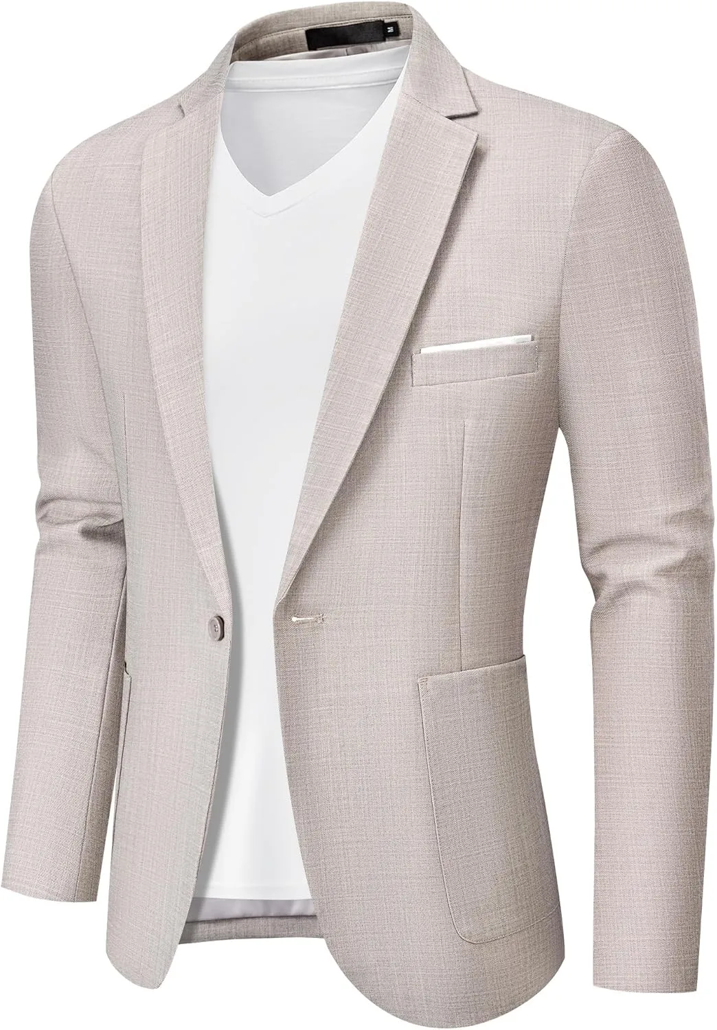 MAGE MALE Men's One Button Blazer Lightweight Casual Sport Coats Solid Color Suit Jacket