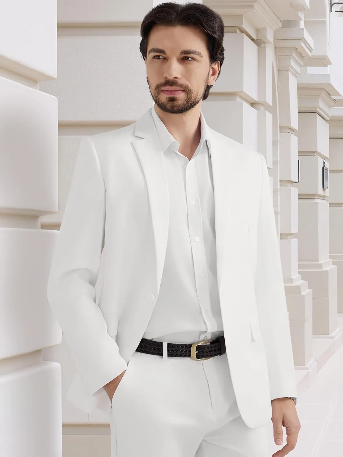 MAGE MALE Men's One Button Suit Jacket Elegant Solid Color Blazers Slim Fit Lightweight Sport Coats Blazer