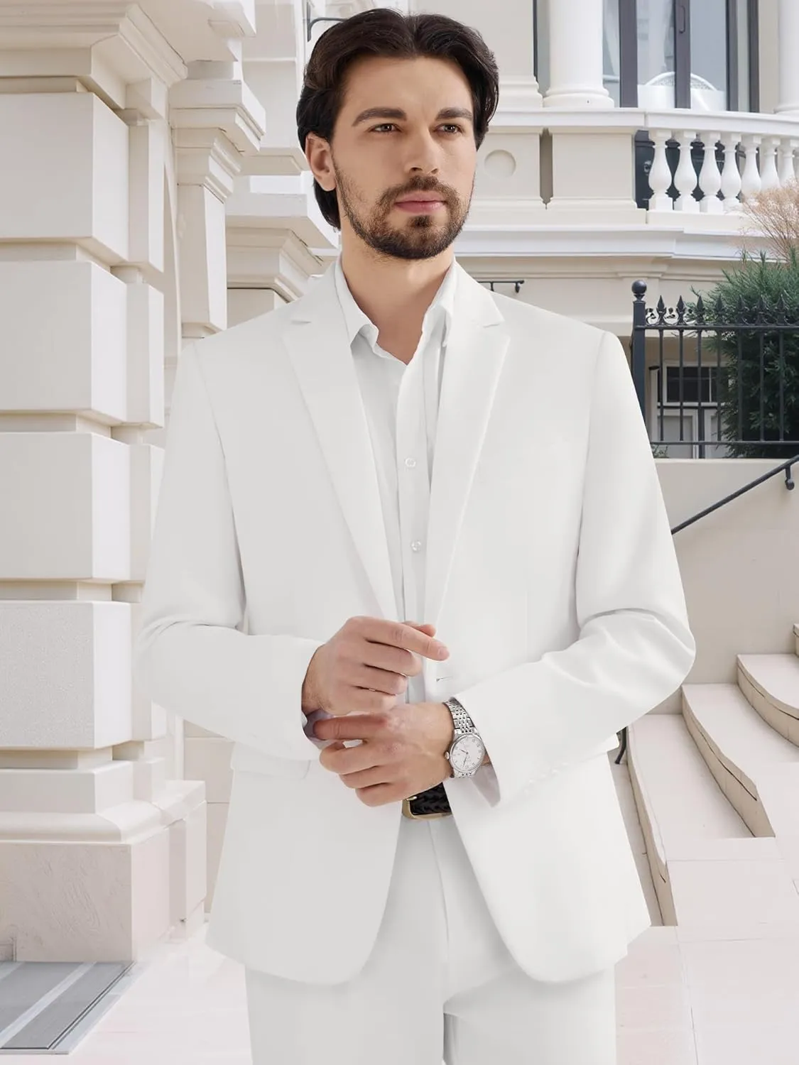 MAGE MALE Men's One Button Suit Jacket Elegant Solid Color Blazers Slim Fit Lightweight Sport Coats Blazer
