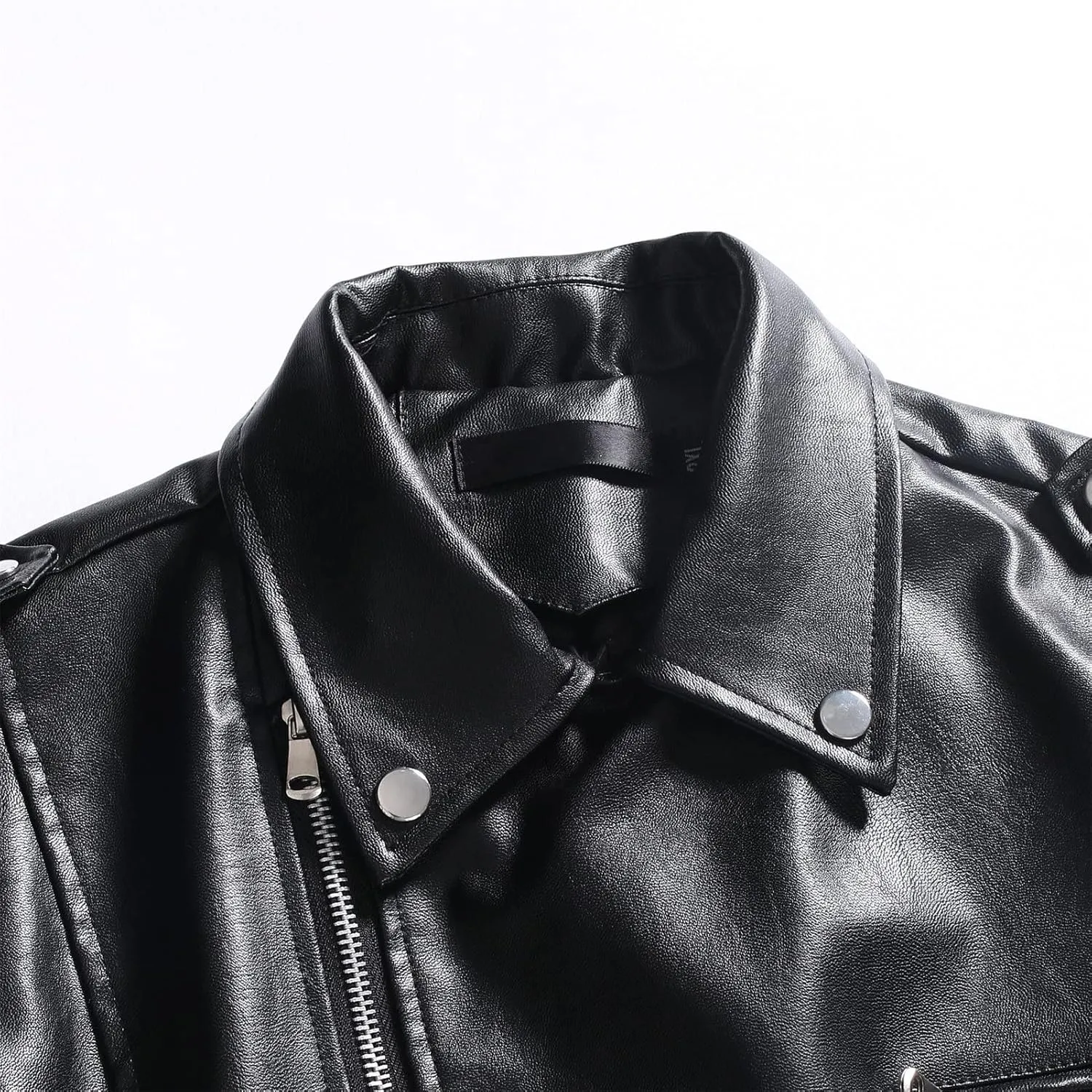 Maiyifu-GJ Men's Faux Leather Biker Sleeveless Jacket Vintage Asymmetric Zip Motorcycle Vest PU Lightweight Punk Belted Coat (Black,X-Large)