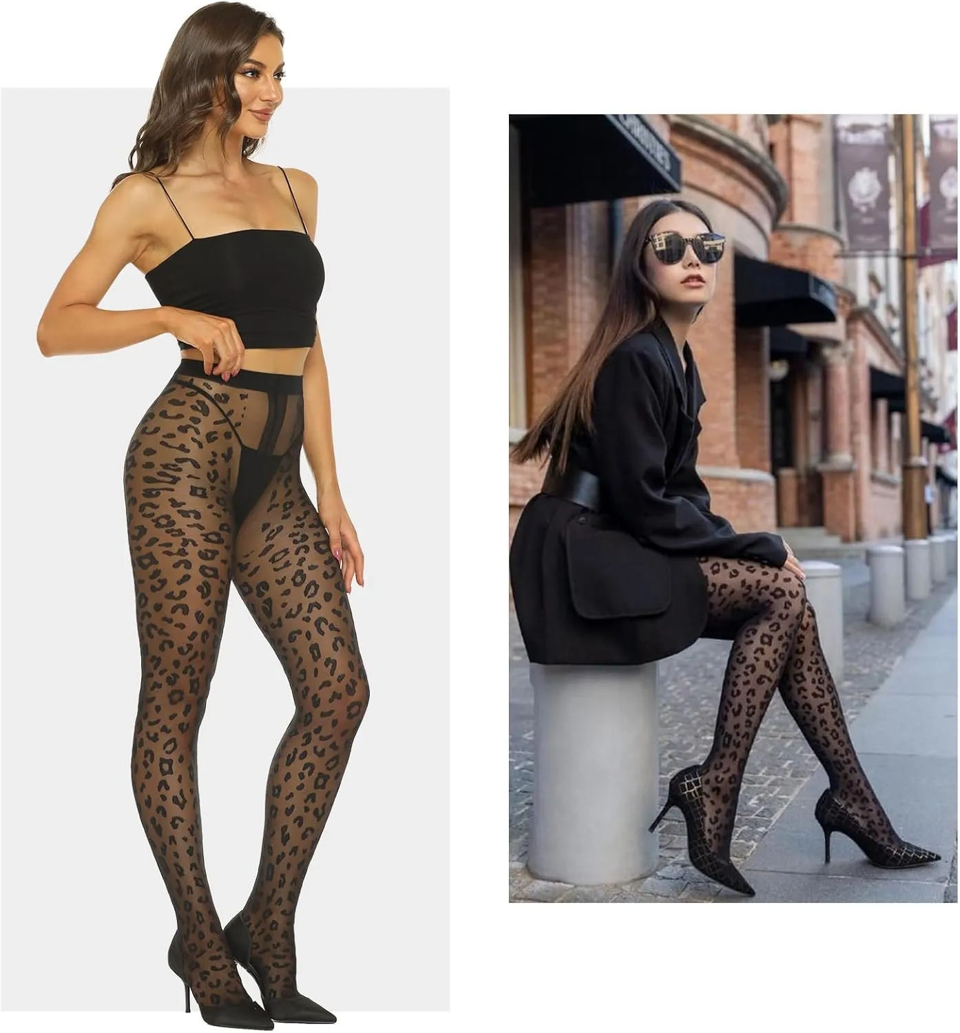 MANZI Patterned Tights Sheer Pantyhose for Women 20 Denier Stockings
