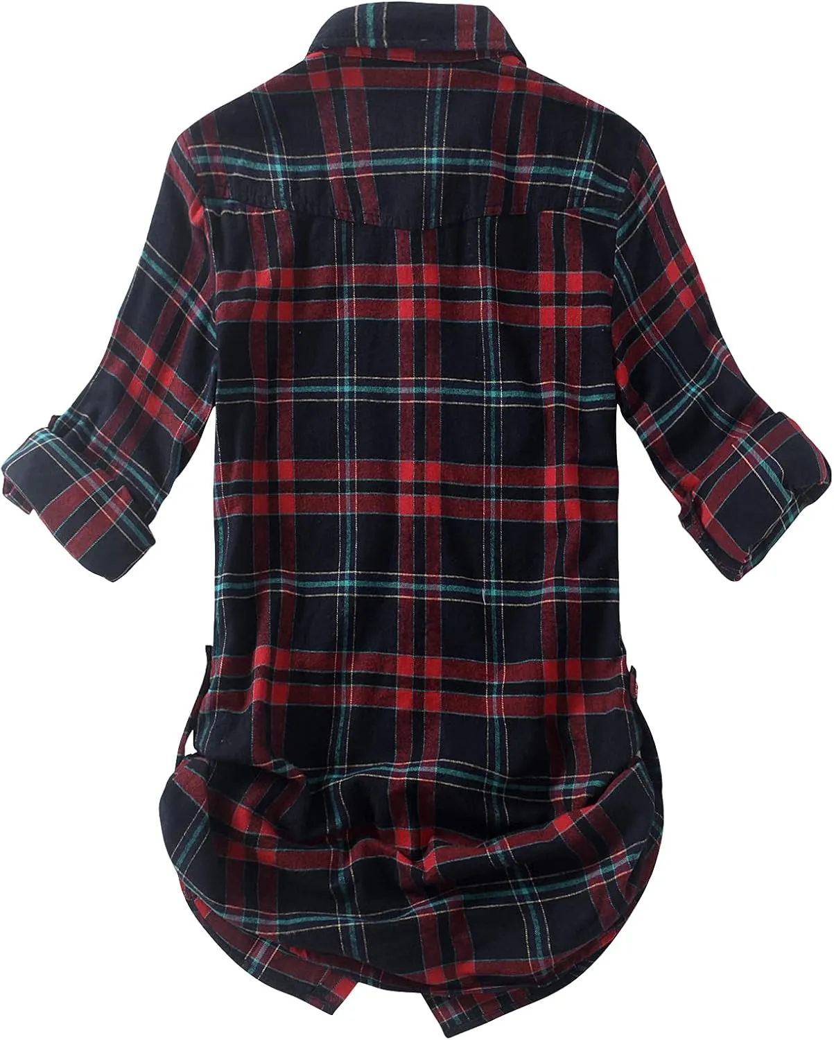 Match Womens Button Down Flannel Plaid Shirts roll up Long Sleeve Shackets Business Blouse Top