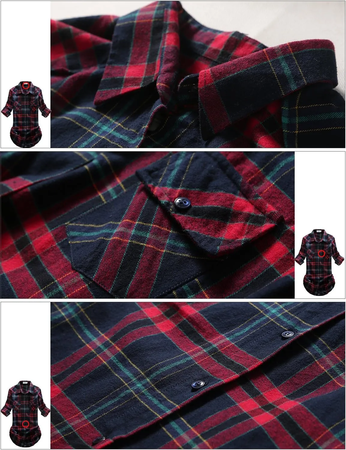 Match Womens Button Down Flannel Plaid Shirts roll up Long Sleeve Shackets Business Blouse Top