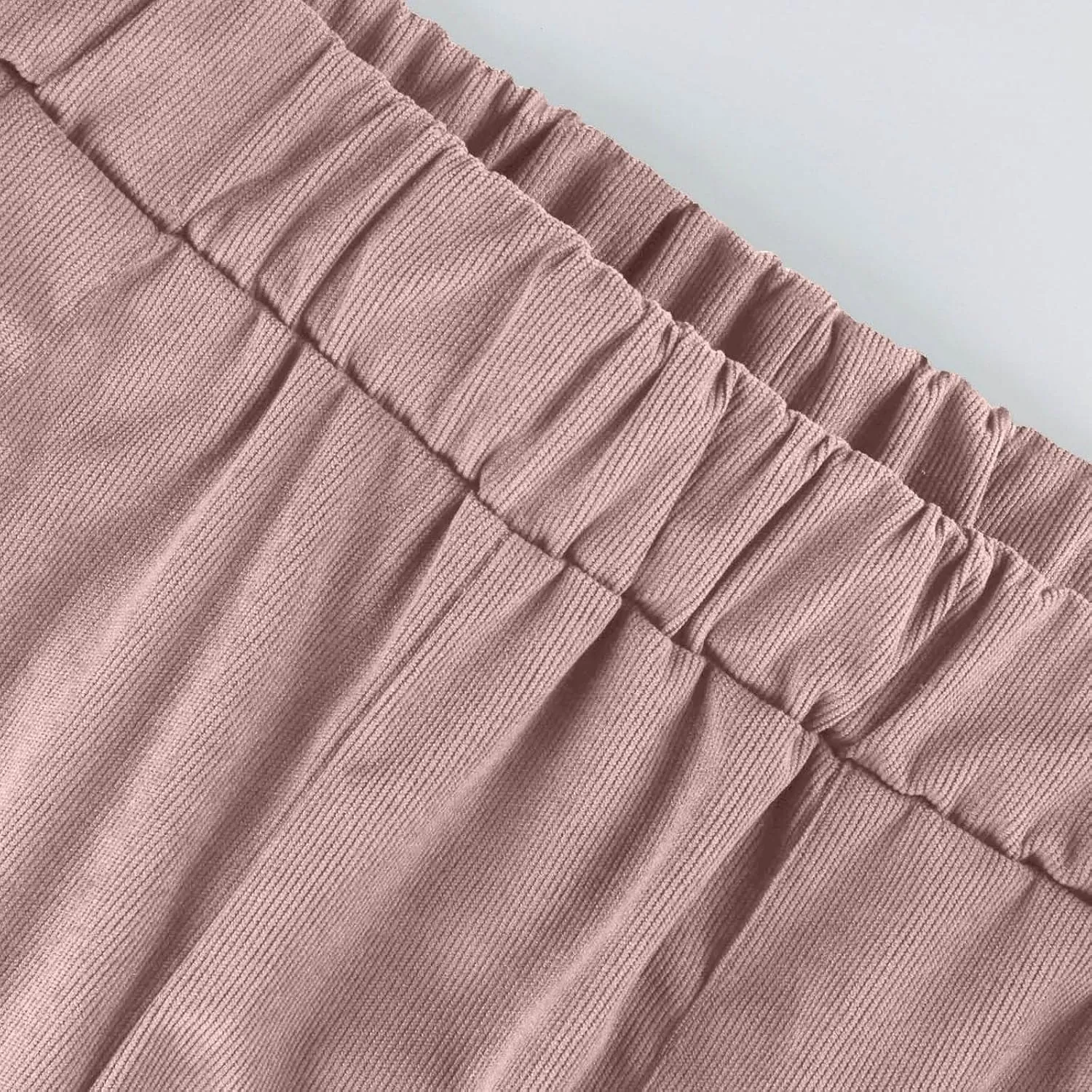 MCILLO Ladies Corduroy Pants Women Elastic High Waist Straight Leg Slacks Casual Trousers with Pocket