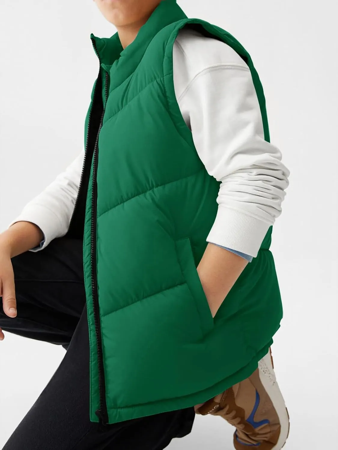 Meikulo Boys Zip Up Puffer Vest Kids Stand Collar Quilted Gilet Sleeveless Jackets Outwear with Pockets