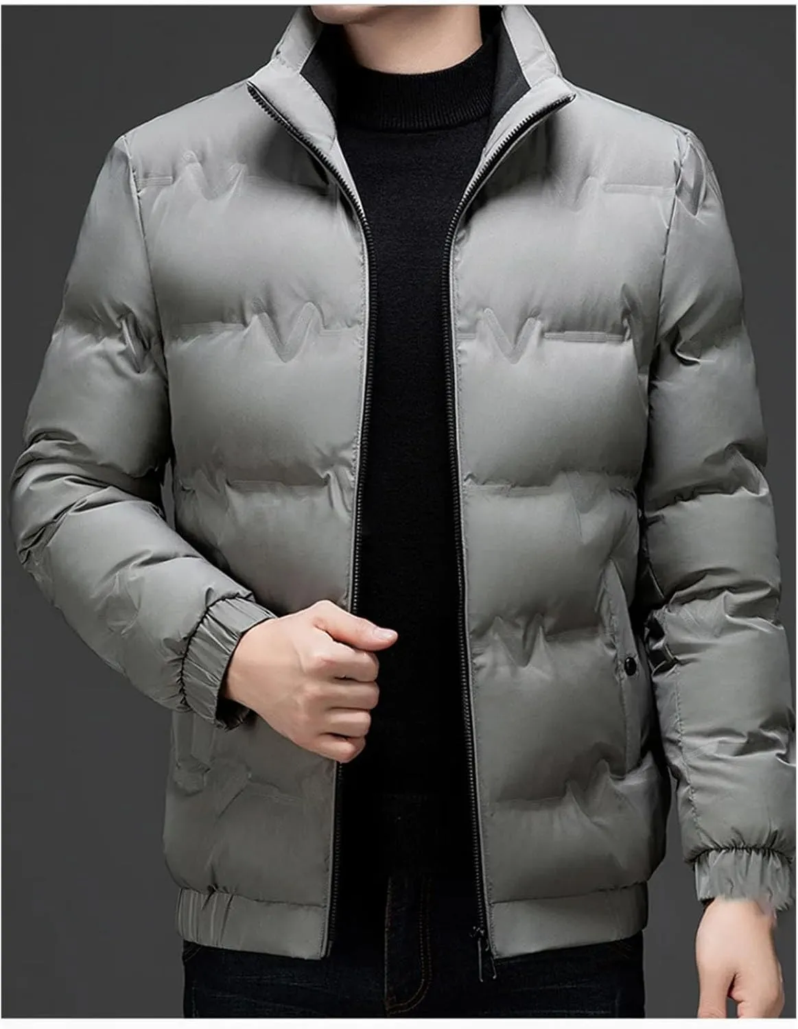 Men Warm jacketr Winter Outwear Coats Solid Stand Collar Male Windbreak Cotton Padded jacketr